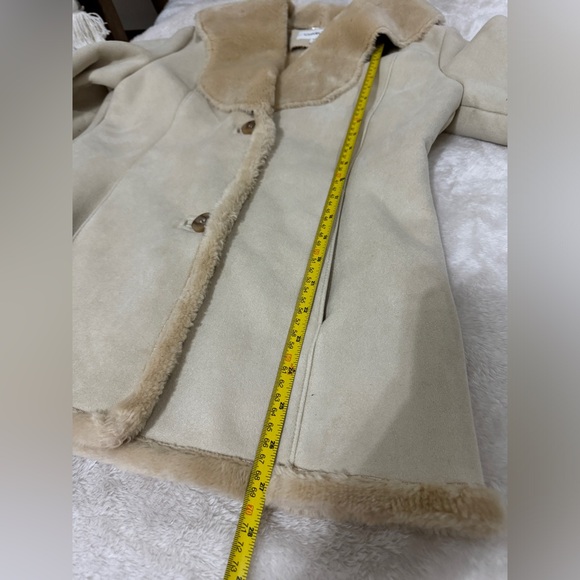 Calvin Klein Tan Faux Shearling Faux Suede Coat Jacket Size S - Picture 12 of 12